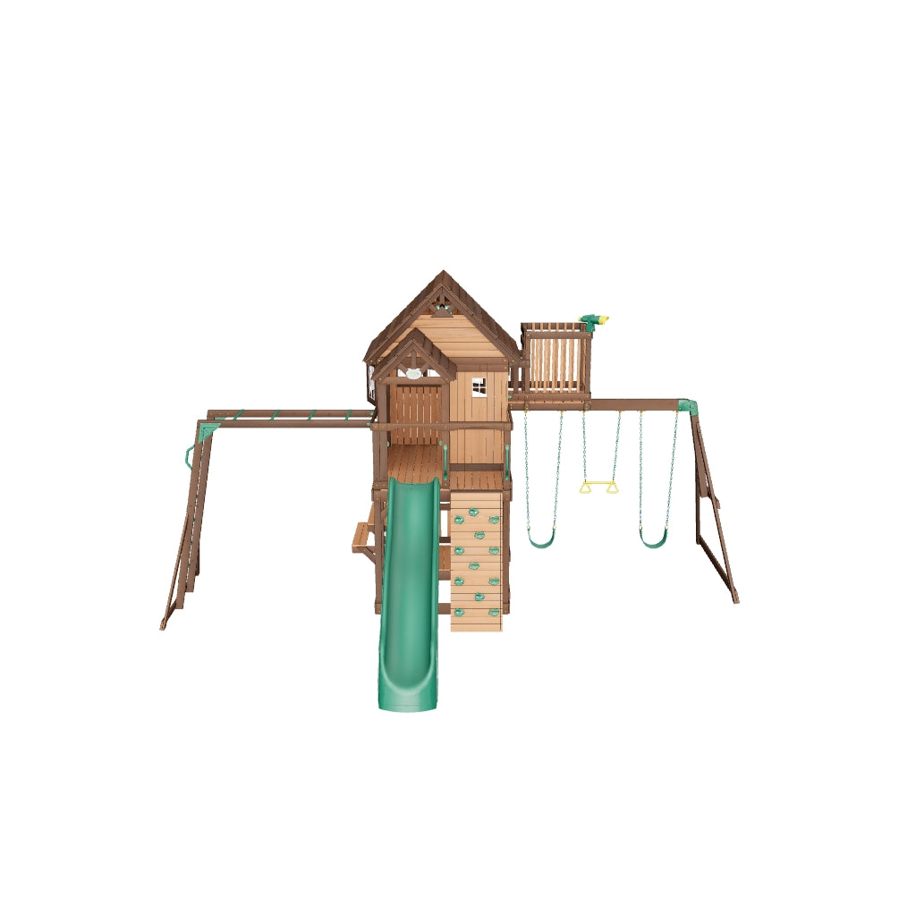 3D model of the Skyfort II cedar swing set, viewable in your garden with AR