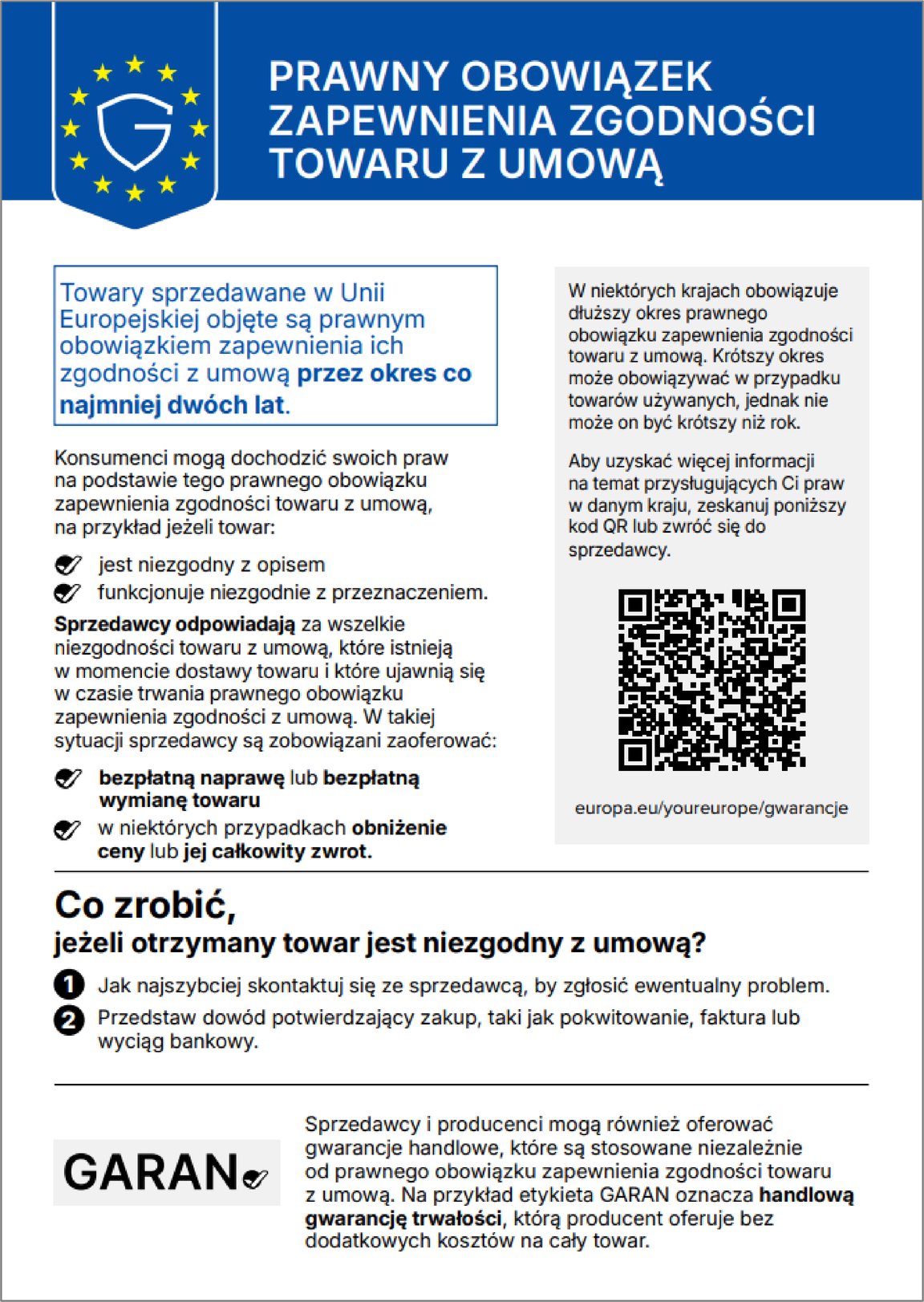 Prawna gwarancja zgodności w UE